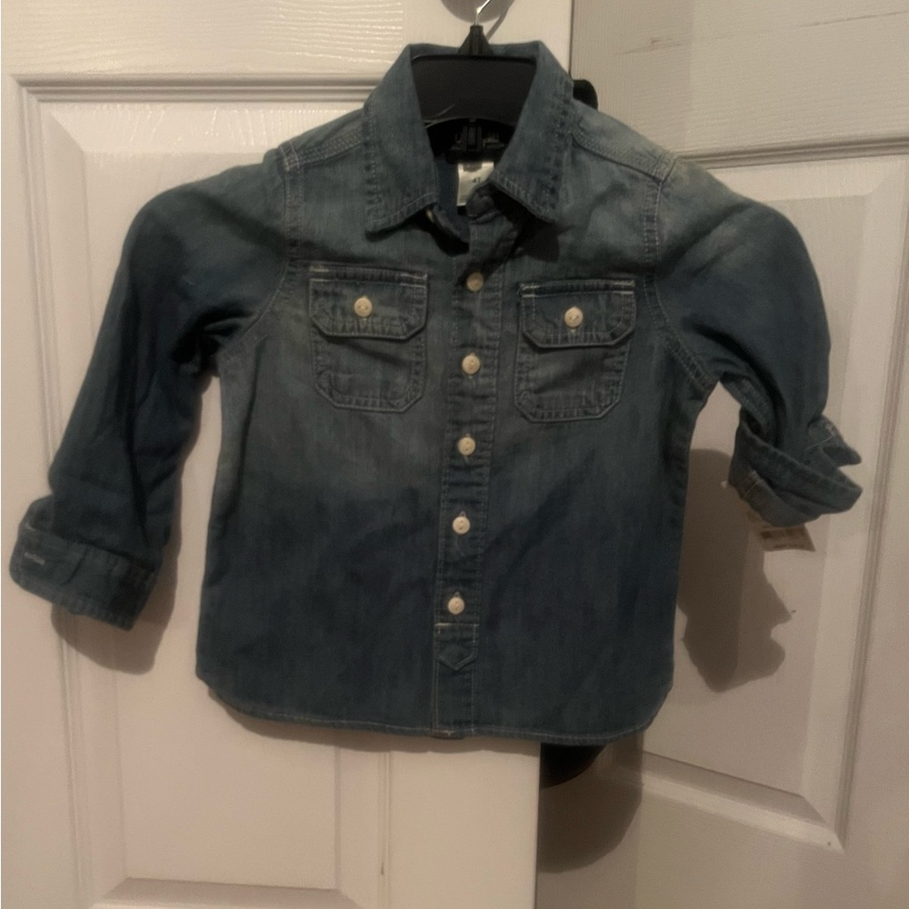 Brand new OshKosh long sleeve button down Jean shirt